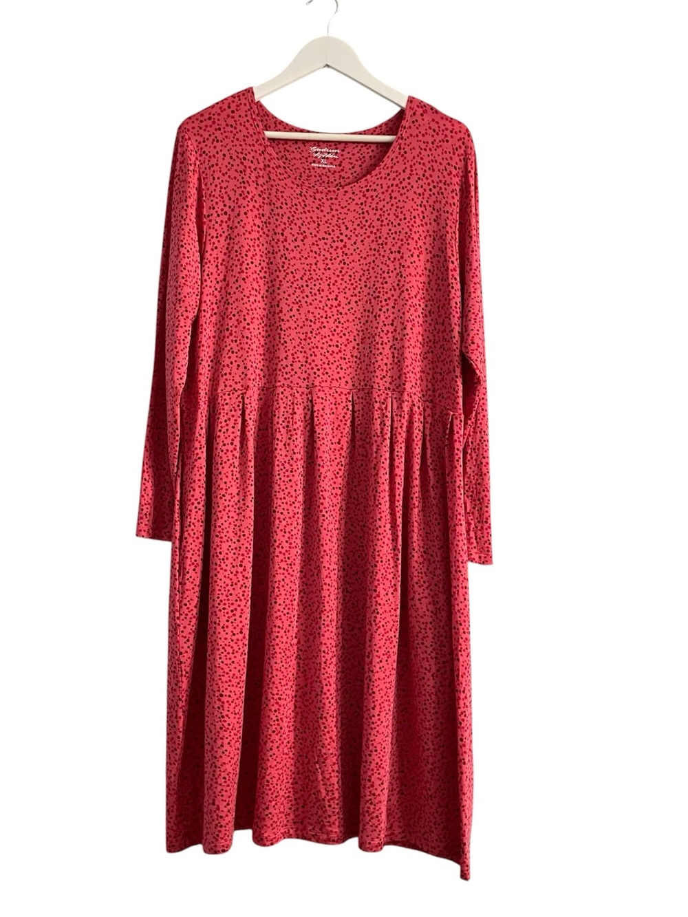 Gudrun Sjödén polka dot jersey midi dress pockets long sleeve size XL